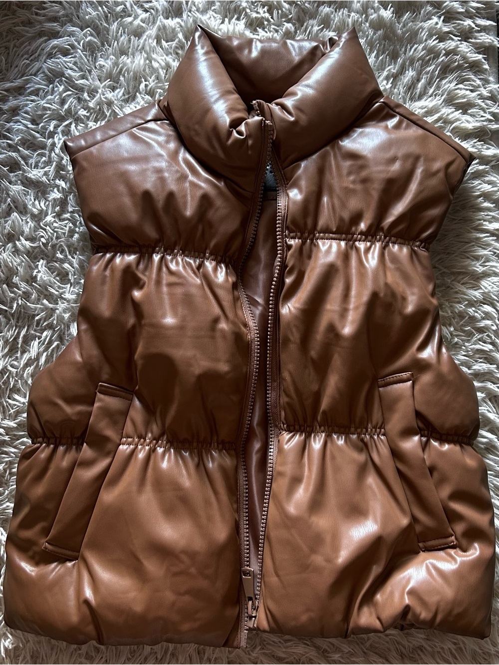 Ci Sono Brown Faux Leather Lined Jacket Label Detail